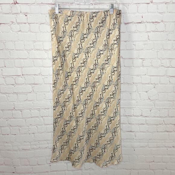 Bec and Bridge Python Midi Slip Skirt Cream Gray Womens US 10 New Snake Print - Picture 5 of 11